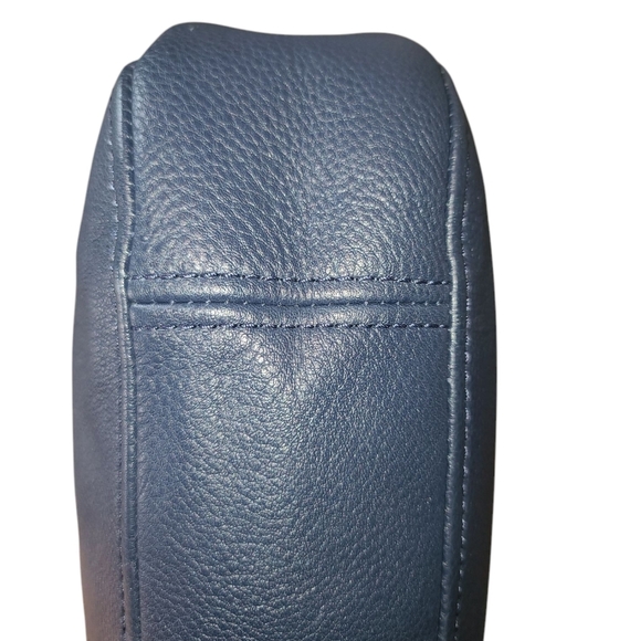 MICHAEL KORS Signature Fold Over Navy Blue Crossbody / Shoulder Bag w/ Gold - Picture 14 of 15